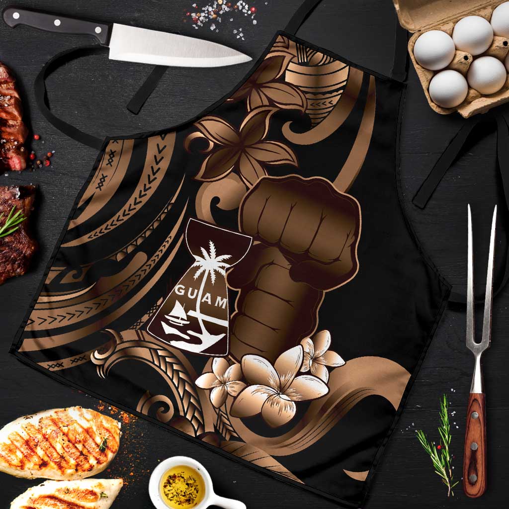 Brown Hafa Adai Guam Apron Chamorro Latte Stone Hand With Plumeria - Polynesian Pride