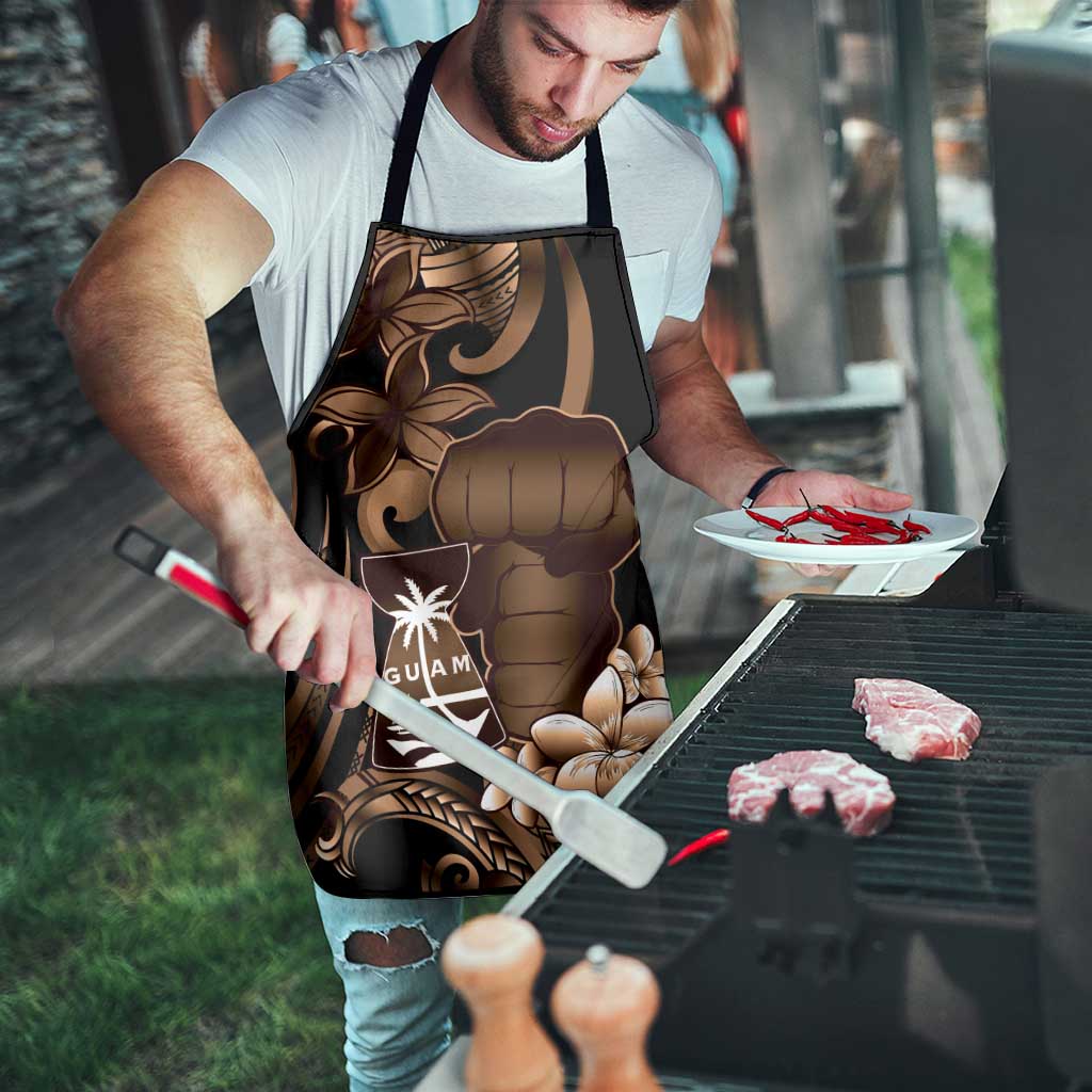 Brown Hafa Adai Guam Apron Chamorro Latte Stone Hand With Plumeria - Polynesian Pride