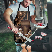 Brown Hafa Adai Guam Apron Chamorro Latte Stone Hand With Plumeria - Polynesian Pride