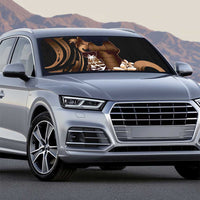 Brown Hafa Adai Guam Auto Sun Shade Chamorro Latte Stone Hand With Plumeria - Polynesian Pride