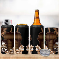 Brown Hafa Adai Guam 4 in 1 Can Cooler Tumbler Chamorro Latte Stone Hand With Plumeria