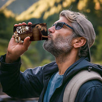 Brown Hafa Adai Guam 4 in 1 Can Cooler Tumbler Chamorro Latte Stone Hand With Plumeria