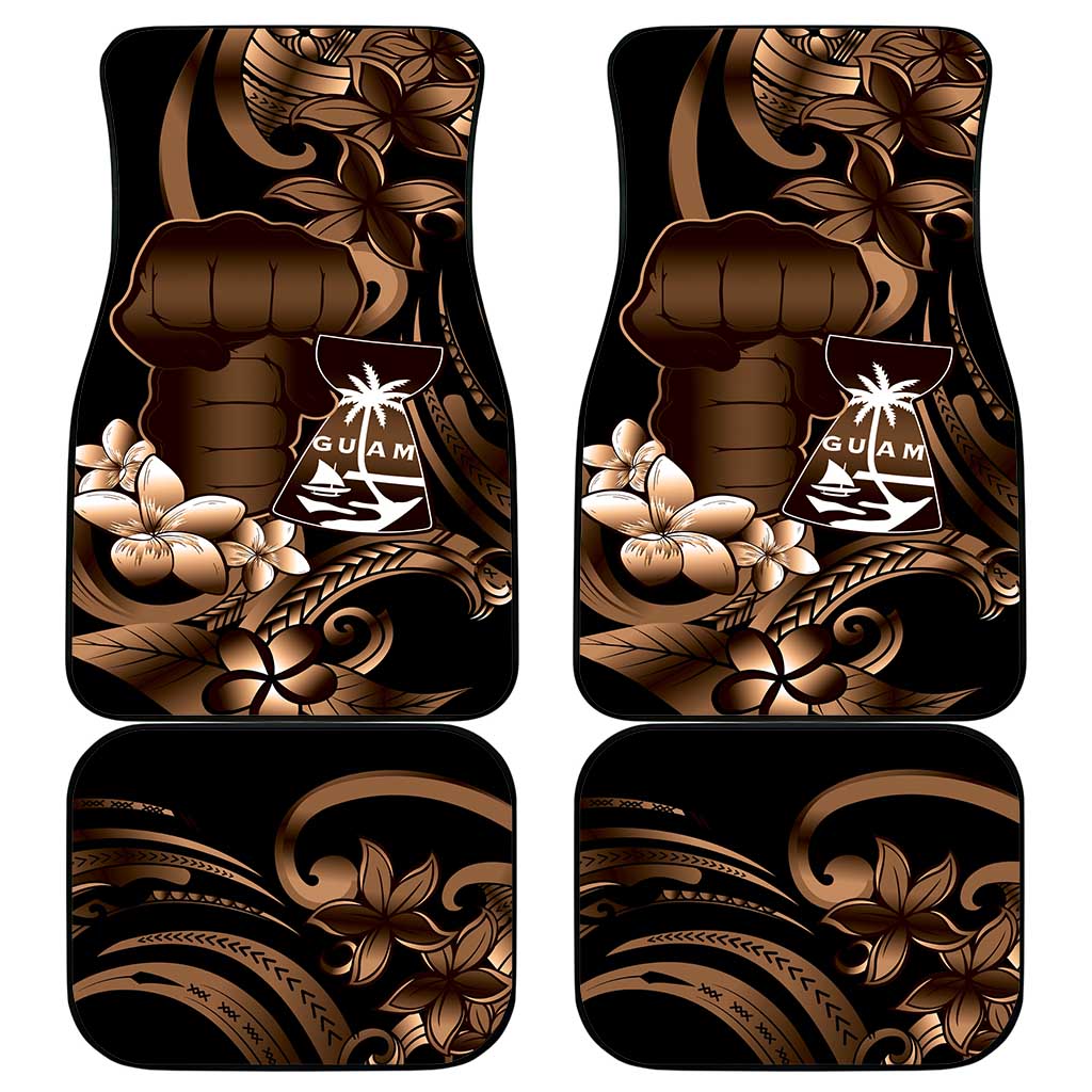 Brown Hafa Adai Guam Car Mats Chamorro Latte Stone Hand With Plumeria LT14 - Polynesian Pride