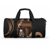 Brown Hafa Adai Guam Duffle Bag Chamorro Latte Stone Hand With Plumeria