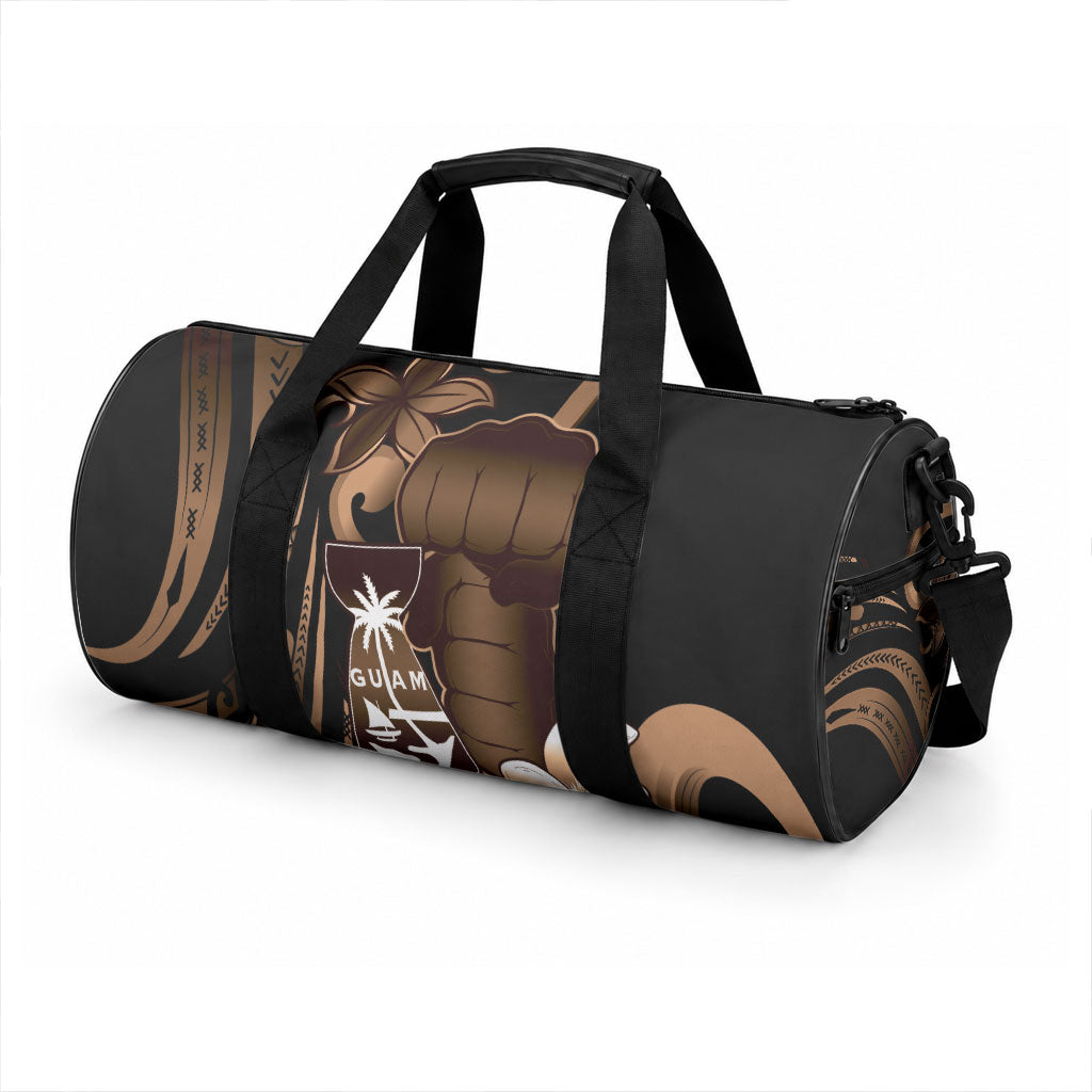 Brown Hafa Adai Guam Duffle Bag Chamorro Latte Stone Hand With Plumeria