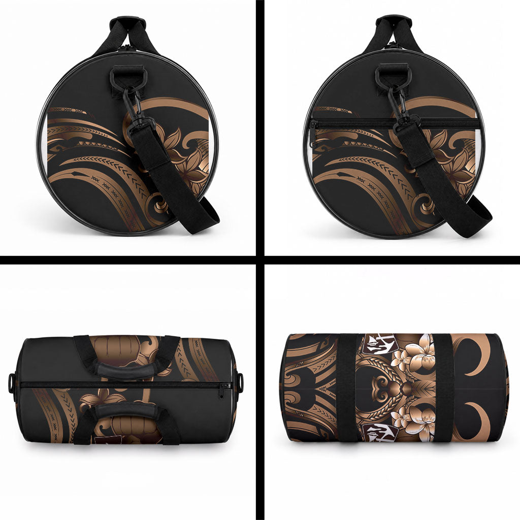 Brown Hafa Adai Guam Duffle Bag Chamorro Latte Stone Hand With Plumeria