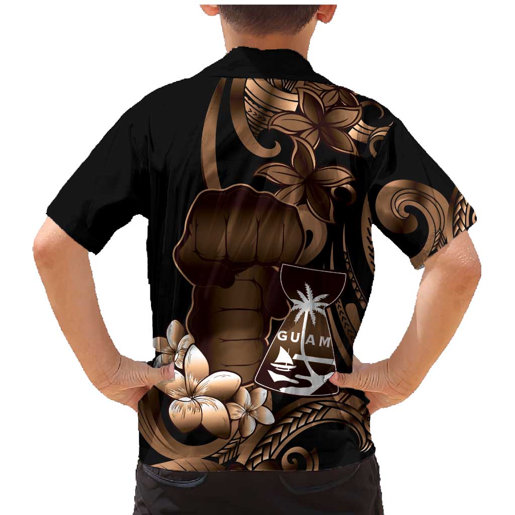 Brown Hafa Adai Guam Family Matching Mermaid Dress and Hawaiian Shirt Chamorro Latte Stone Hand With Plumeria