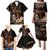 Brown Hafa Adai Guam Family Matching Puletasi and Hawaiian Shirt Chamorro Latte Stone Hand With Plumeria