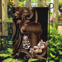 Brown Hafa Adai Guam Garden Flag Chamorro Latte Stone Hand With Plumeria
