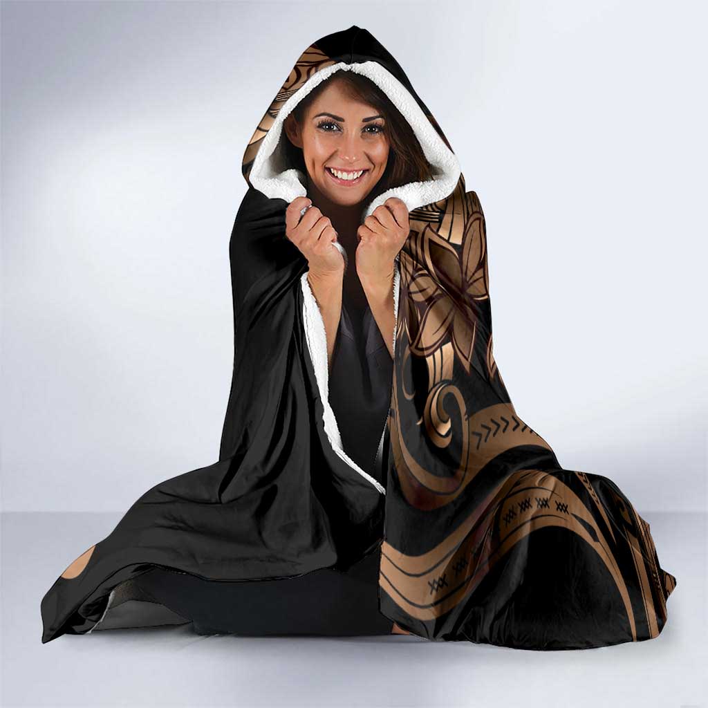 Brown Hafa Adai Guam Hooded Blanket Chamorro Latte Stone Hand With Plumeria