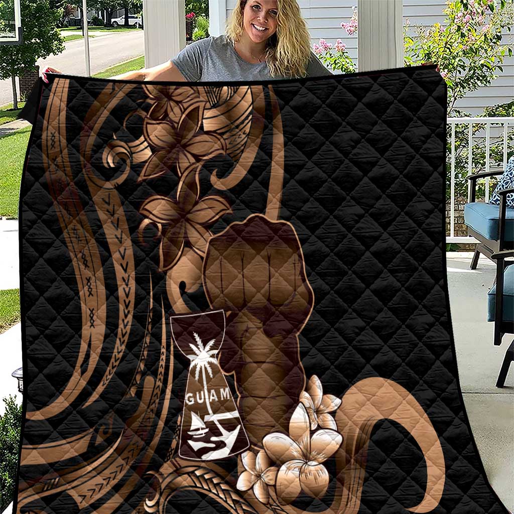 Brown Hafa Adai Guam Quilt Chamorro Latte Stone Hand With Plumeria