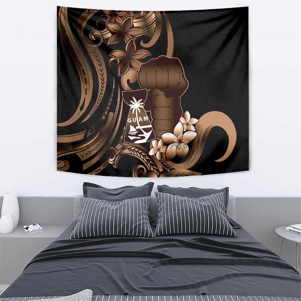 Brown Hafa Adai Guam Tapestry Chamorro Latte Stone Hand With Plumeria