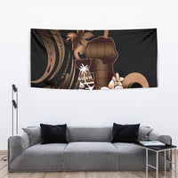 Brown Hafa Adai Guam Tapestry Chamorro Latte Stone Hand With Plumeria