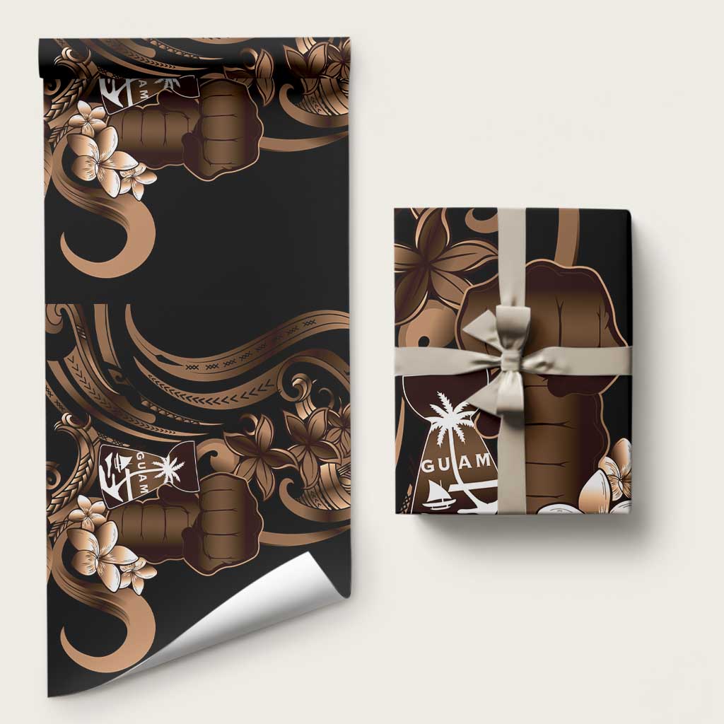 Brown Hafa Adai Guam Wrapping Paper Chamorro Latte Stone Hand With Plumeria - Polynesian Pride