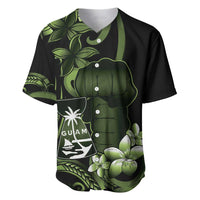 Green Hafa Adai Guam Baseball Jersey Chamorro Latte Stone Hand With Plumeria