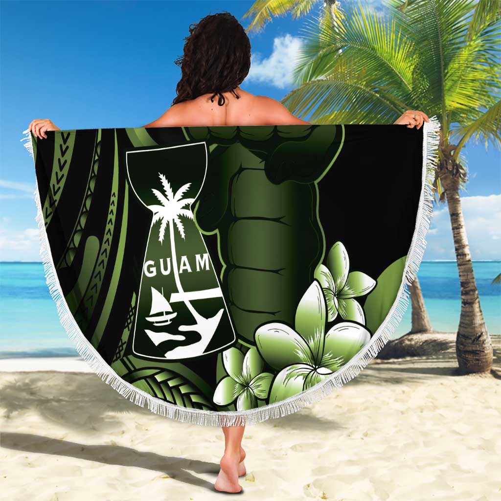 Green Hafa Adai Guam Beach Blanket Chamorro Latte Stone Hand With Plumeria