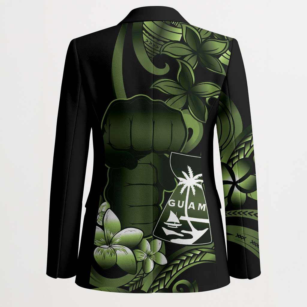 Green Hafa Adai Guam Blazer Chamorro Latte Stone Hand With Plumeria LT14 - Polynesian Pride