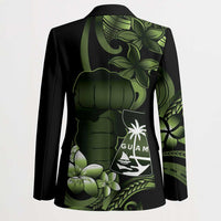 Green Hafa Adai Guam Blazer Chamorro Latte Stone Hand With Plumeria LT14 - Polynesian Pride