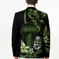 Green Hafa Adai Guam Blazer Chamorro Latte Stone Hand With Plumeria LT14 - Polynesian Pride