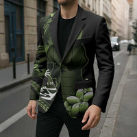 Green Hafa Adai Guam Blazer Chamorro Latte Stone Hand With Plumeria LT14 - Polynesian Pride