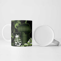 Green Hafa Adai Guam Ceramic Mug Chamorro Latte Stone Hand With Plumeria - Polynesian Pride