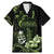 Green Hafa Adai Guam Family Matching Mermaid Dress and Hawaiian Shirt Chamorro Latte Stone Hand With Plumeria