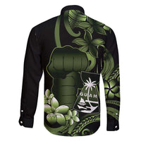 Green Hafa Adai Guam Family Matching Mermaid Dress and Hawaiian Shirt Chamorro Latte Stone Hand With Plumeria