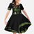 Green Hafa Adai Guam Family Matching Summer Maxi Dress and Hawaiian Shirt Chamorro Latte Stone Hand With Plumeria