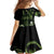 Green Hafa Adai Guam Family Matching Summer Maxi Dress and Hawaiian Shirt Chamorro Latte Stone Hand With Plumeria