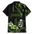 Green Hafa Adai Guam Family Matching Summer Maxi Dress and Hawaiian Shirt Chamorro Latte Stone Hand With Plumeria