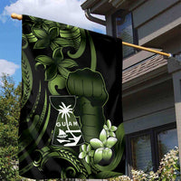 Green Hafa Adai Guam Garden Flag Chamorro Latte Stone Hand With Plumeria