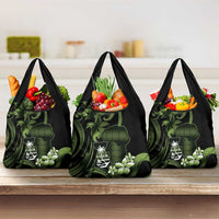 Green Hafa Adai Guam Grocery Bag Chamorro Latte Stone Hand With Plumeria