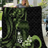Green Hafa Adai Guam Quilt Chamorro Latte Stone Hand With Plumeria