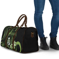 Green Hafa Adai Guam Travel Bag Chamorro Latte Stone Hand With Plumeria - Polynesian Pride