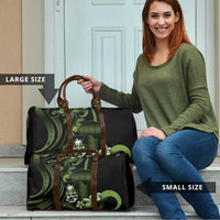 Green Hafa Adai Guam Travel Bag Chamorro Latte Stone Hand With Plumeria - Polynesian Pride