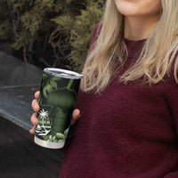 Green Hafa Adai Guam Tumbler Cup Chamorro Latte Stone Hand With Plumeria