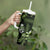 Green Hafa Adai Guam Tumbler With Handle Chamorro Latte Stone Hand With Plumeria