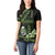 Green Hafa Adai Guam Women Polo Shirt Chamorro Latte Stone Hand With Plumeria