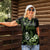 Green Hafa Adai Guam Women Polo Shirt Chamorro Latte Stone Hand With Plumeria