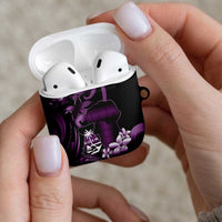 Purple Hafa Adai Guam AirPods Case Chamorro Latte Stone Hand With Plumeria - Polynesian Pride
