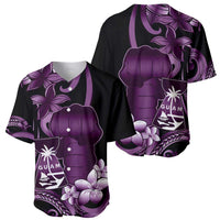Purple Hafa Adai Guam Baseball Jersey Chamorro Latte Stone Hand With Plumeria