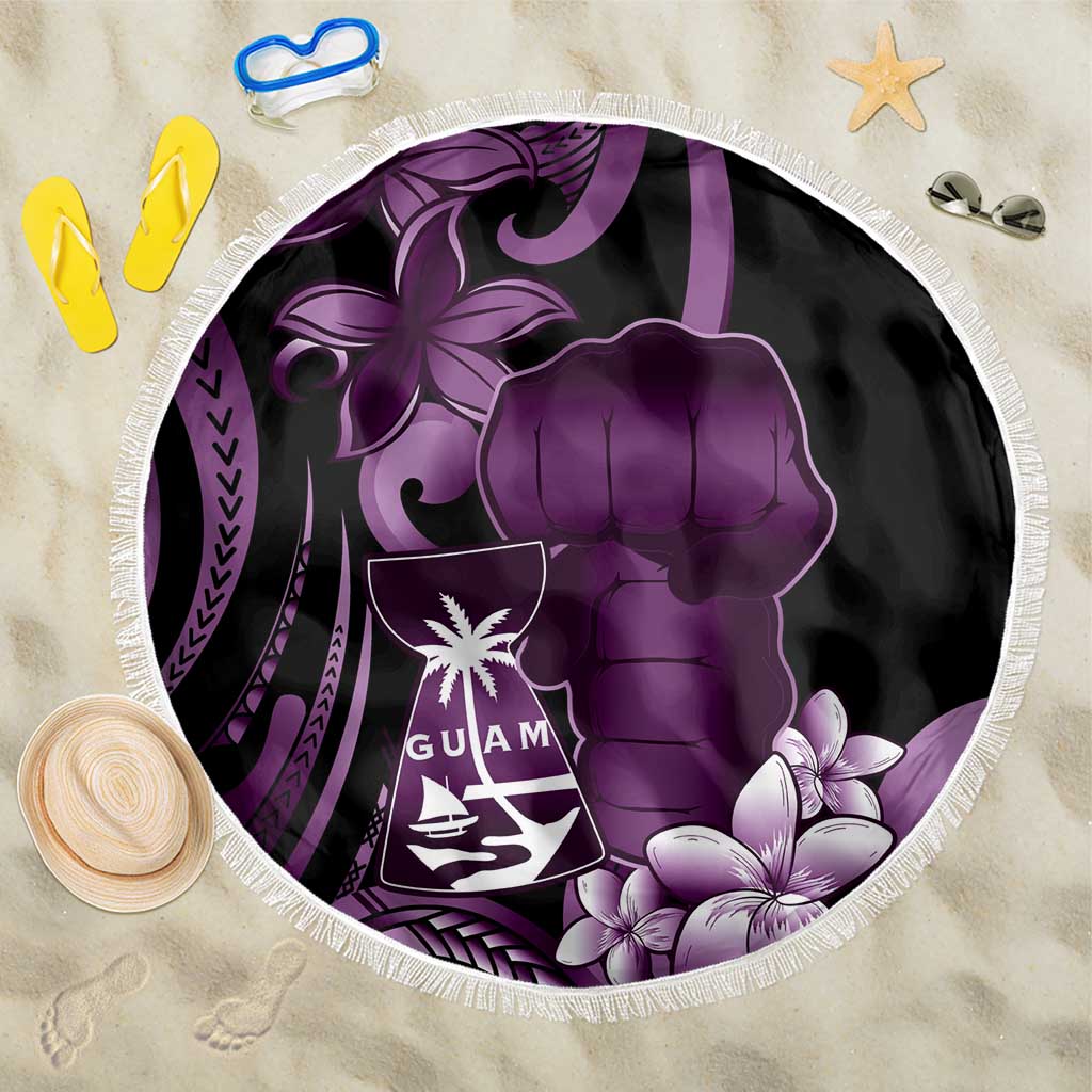 Purple Hafa Adai Guam Beach Blanket Chamorro Latte Stone Hand With Plumeria