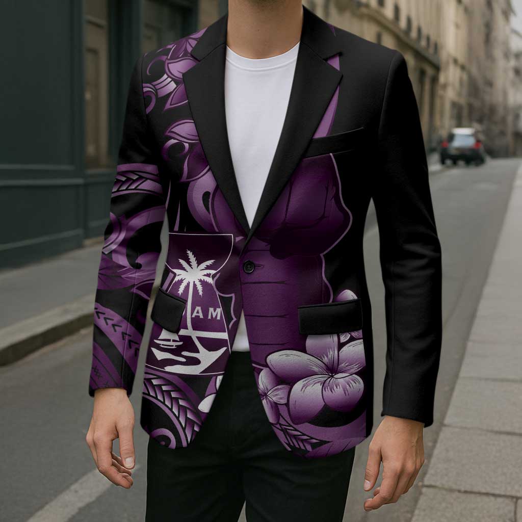 Purple Hafa Adai Guam Blazer Chamorro Latte Stone Hand With Plumeria - Polynesian Pride