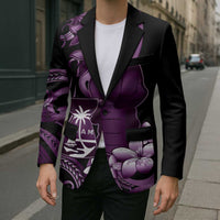 Purple Hafa Adai Guam Blazer Chamorro Latte Stone Hand With Plumeria - Polynesian Pride