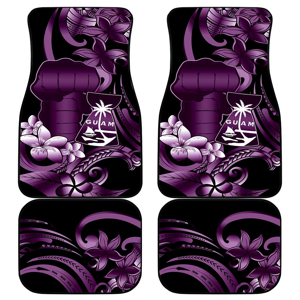 Purple Hafa Adai Guam Car Mats Chamorro Latte Stone Hand With Plumeria LT14 - Polynesian Pride