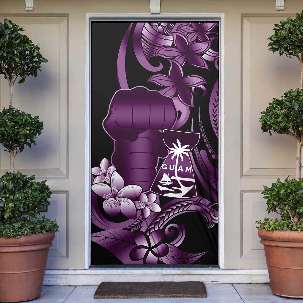 Purple Hafa Adai Guam Door Cover Chamorro Latte Stone Hand With Plumeria - Polynesian Pride