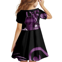 Purple Hafa Adai Guam Family Matching Short Sleeve Bodycon Dress and Hawaiian Shirt Chamorro Latte Stone Hand With Plumeria