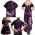 Purple Hafa Adai Guam Family Matching Summer Maxi Dress and Hawaiian Shirt Chamorro Latte Stone Hand With Plumeria