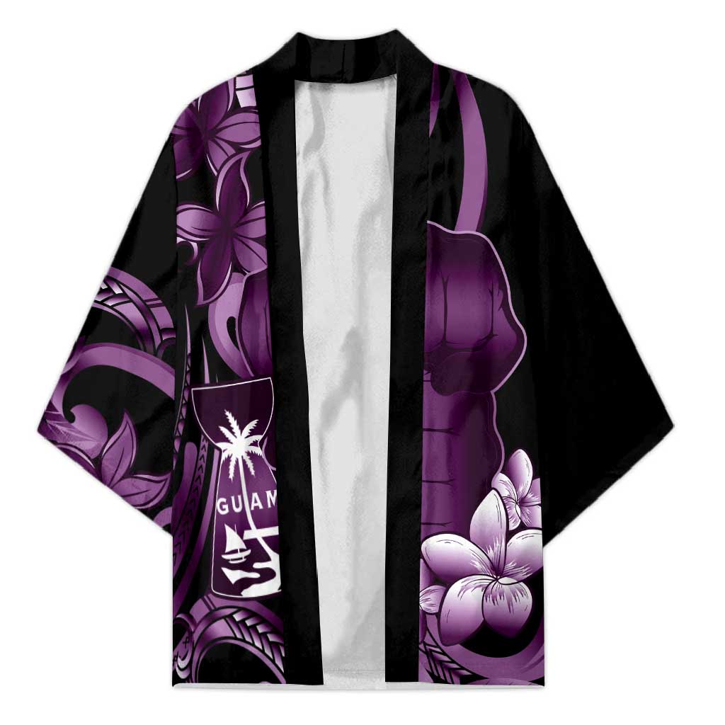 Purple Hafa Adai Guam Kimono Chamorro Latte Stone Hand With Plumeria - Polynesian Pride