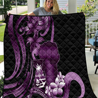 Purple Hafa Adai Guam Quilt Chamorro Latte Stone Hand With Plumeria